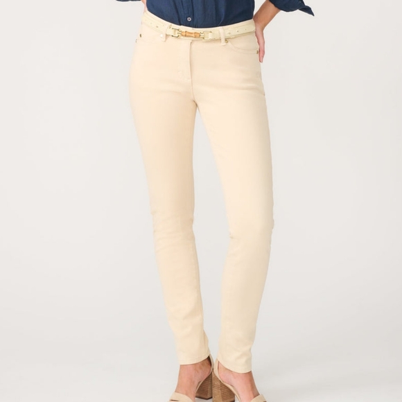J. McLaughlin Pants - J.McLaughlin‎ Lexi 4-Way Stretch Denim Slim Leg Jeans Raw Beige Cream Size 6